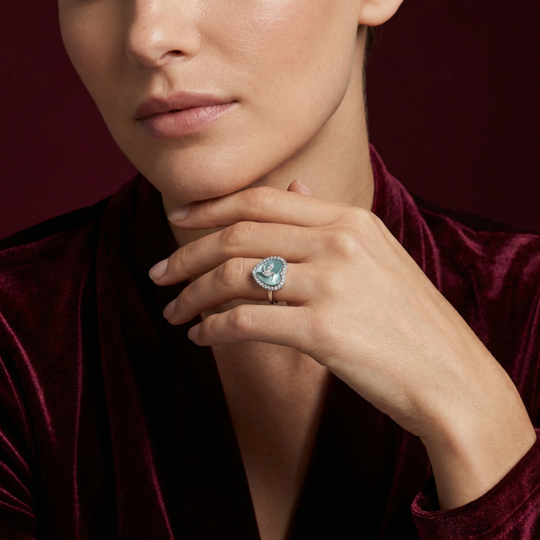 Silver Heart Bird Ring