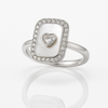 Silver Rectangle Heart Ring