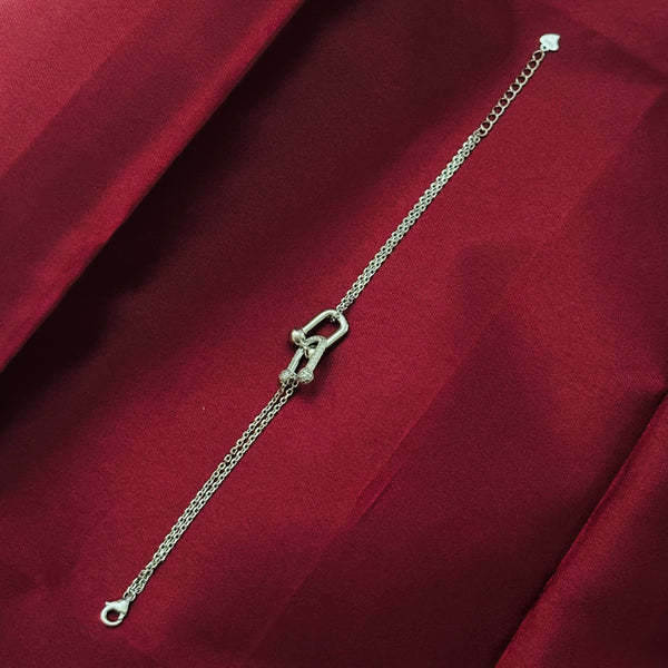 Silver Dual-Link Zirconia Bracelet β Modern Strength & Sparkle