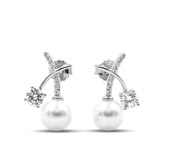 925 Pearl & Zircon Ear Climber