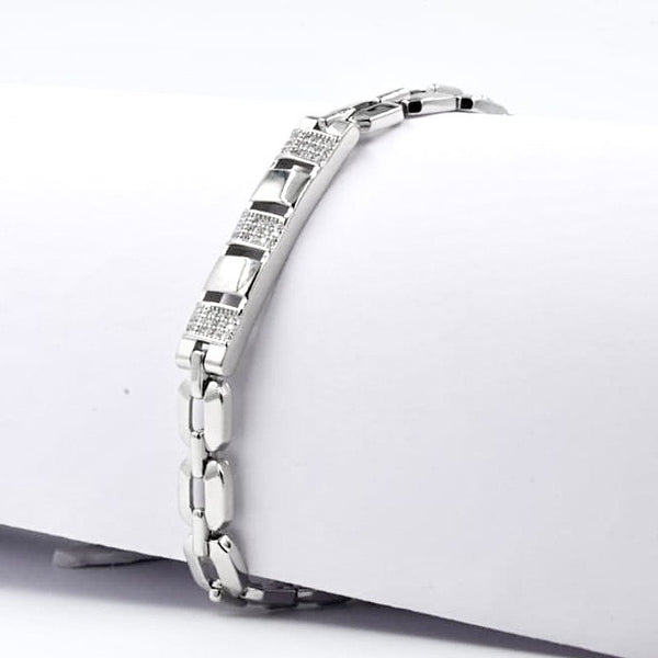 Link Bracelet with CZ Accents