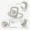 Silver Rectangle Heart Ring