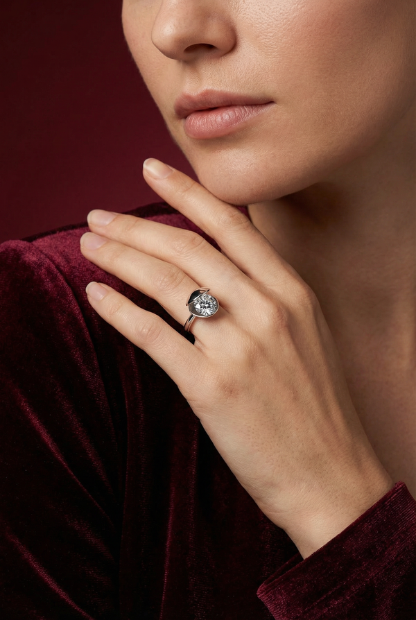 Silver Dome Solitaire Ring – Modern Minimalist
