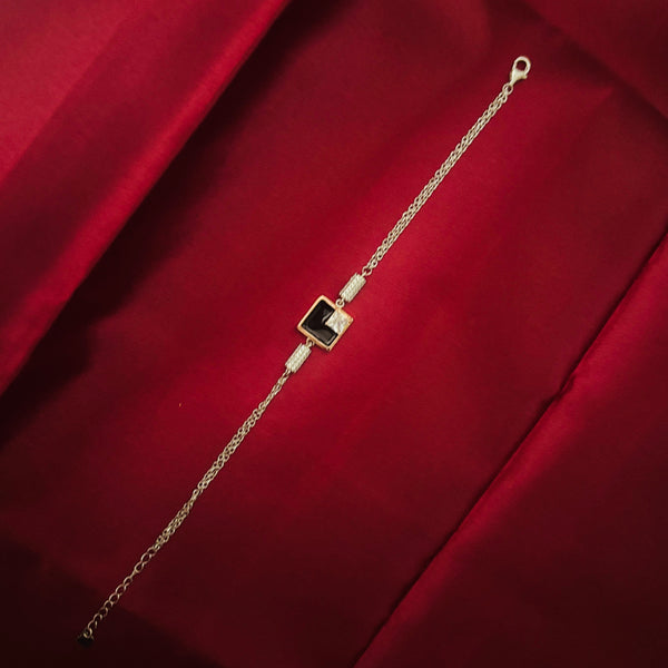 Silver Dual-Tone Square Charm Bracelet β Modern Elegance