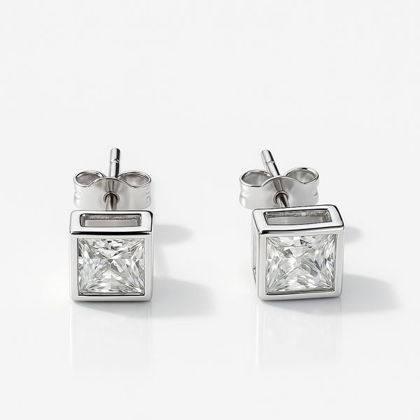 Princess Cut Zircon Stud