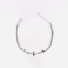 Silver Mesh Bracelet with Multicolor Butterfly Charms