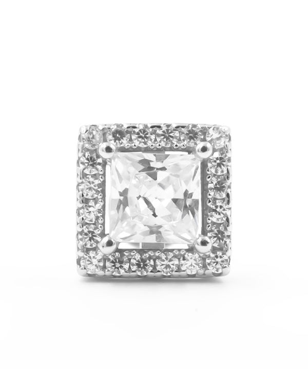 Silver Square Zirconia Stud – Classic Sparkle