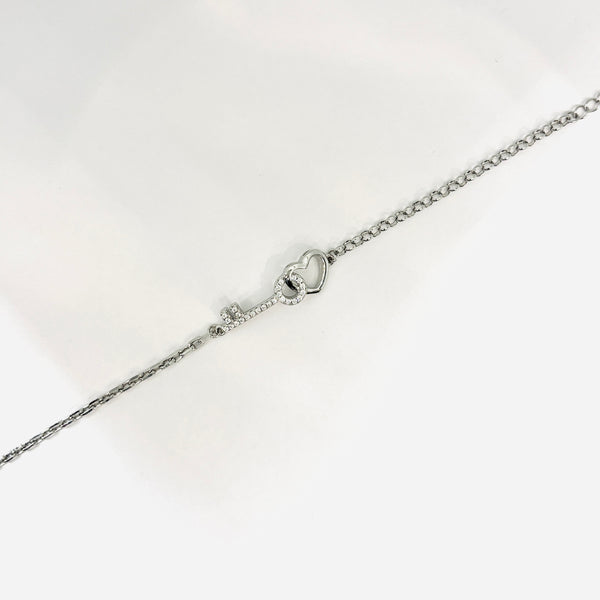 Silver Heart & Key Zirconia Bracelet โ Unlock Love