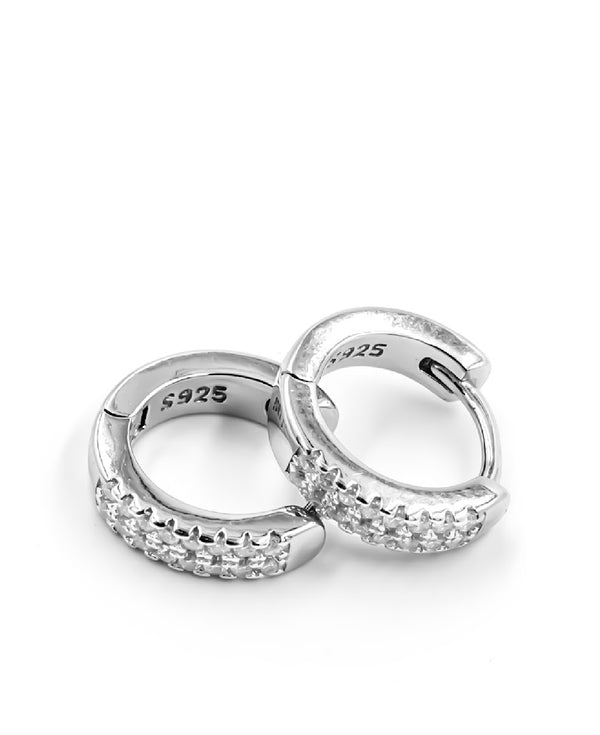 925 Silver Hoop Studs with Sparkling Zirconia