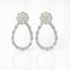 Floral Top Baguette Zirconia Drop Earrings
