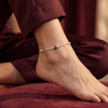 Blue Evil Eye Silver Beaded Anklet