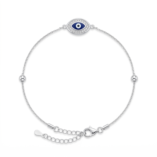 Celestial Blue Evil Eye Silver Anklet