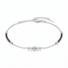 Silver & Black Beaded Chain Anklet