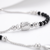 Silver & Black Beaded Chain Anklet