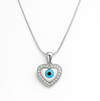 Evil Eye Heart Pendant with Snake Chain