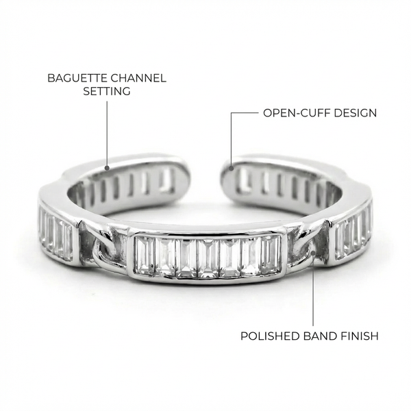 Baguette Elegance Unisex Silver Ring
