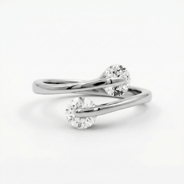 Two Dancing Stone Silver Ring