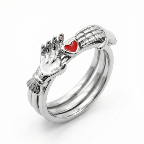 Triple Band Heart’s Embrace Ring – Symbol of Connection