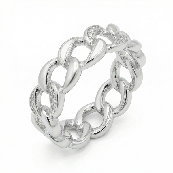 Cuban Link Diamond Accent Ring