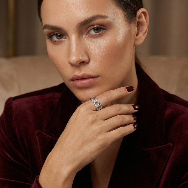 Cuban Link Diamond Accent Ring