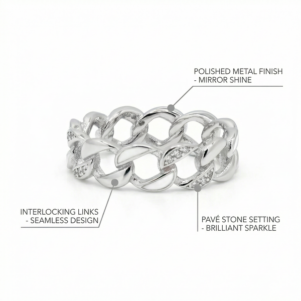 Cuban Link Diamond Accent Ring