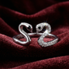 Silver Twin Swan Zirconia Open Ring – Grace in Harmony