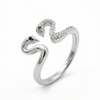 Silver Twin Swan Zirconia Open Ring – Grace in Harmony