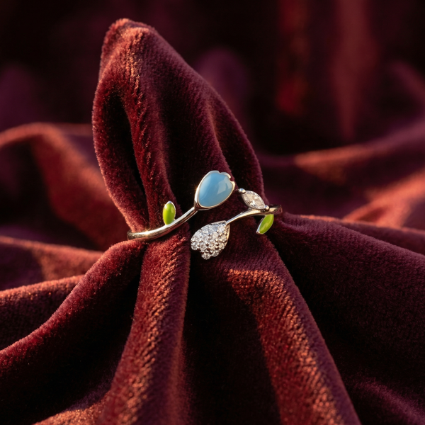 Blooming Leaf with Enamel & CZ