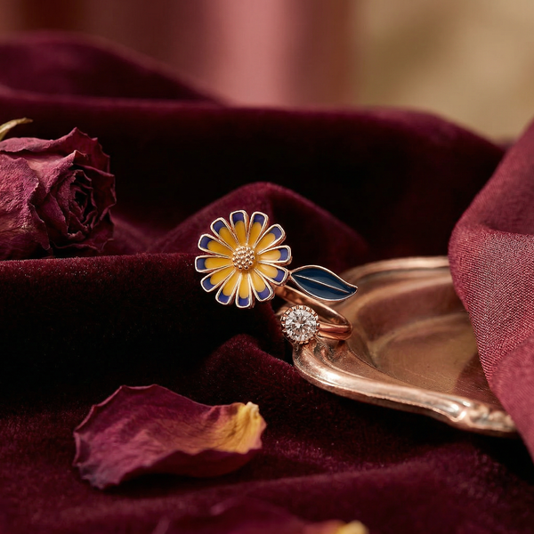 Sunlit Bloom Adjustable Sunflower Ring