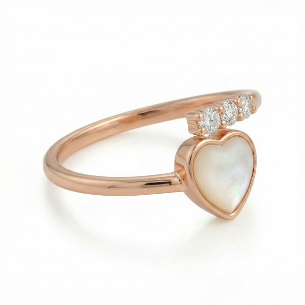 Moonlit Heart Ring CZ Trio