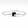 Silver Dual-Tone Square Charm Bracelet – Modern Elegance