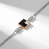 Silver Dual-Tone Square Charm Bracelet – Modern Elegance