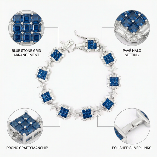 Silver Sapphire-Blue Zirconia Bracelet – Regal Sparkle
