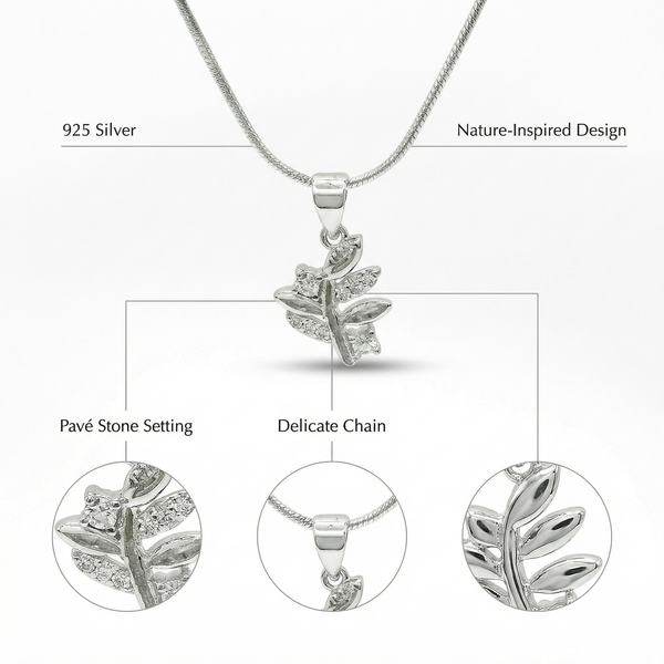 Eternal Leaf Pendant Necklace | 925 Sterling Silver