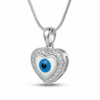 Evil Eye Heart Pendant with Snake Chain