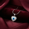 Evil Eye Heart Pendant with Snake Chain
