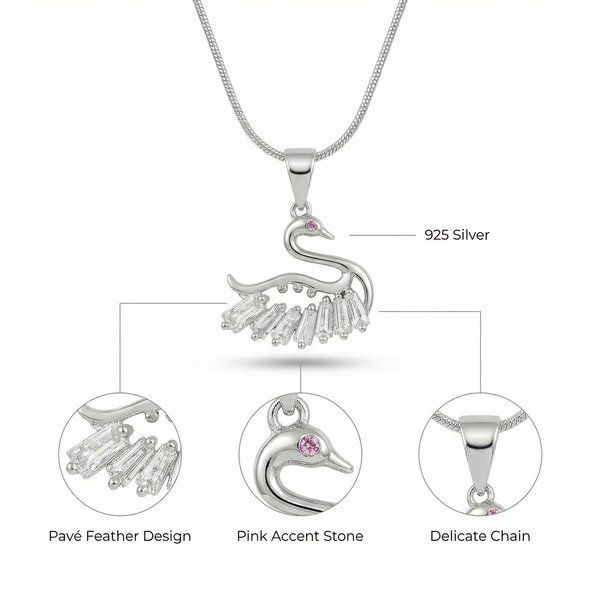 Graceful Swan Charm Necklace | 925 Sterling Silver