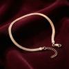 Dual-Design Italian Snake Silver Anklet with Champagne Gold Polish | 925 Sterling Silver