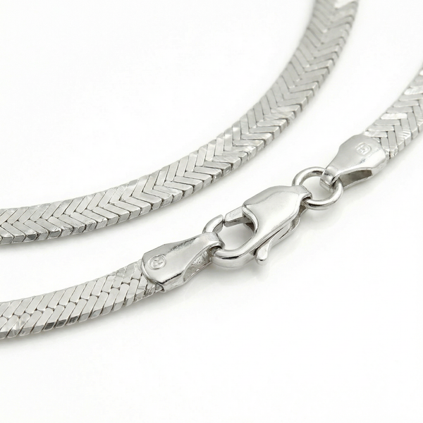 Italian Plain Silver Anklet in 925 Sterling Silver