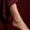 Italian Plain Silver Anklet in 925 Sterling Silver