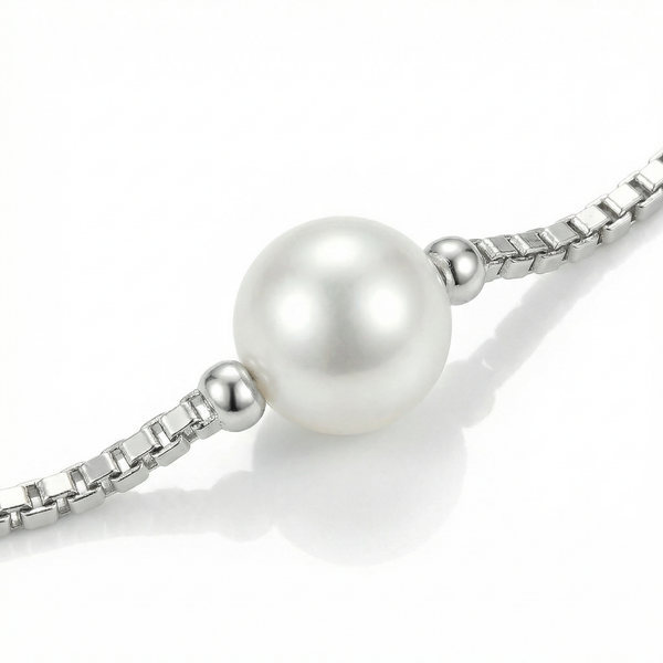 Elegant Pearl Charm Anklet in 925 Sterling Silver