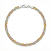 Italian Three-Tone Silver Anklet – Braided Elegance