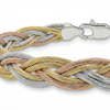 Italian Three-Tone Silver Anklet – Braided Elegance