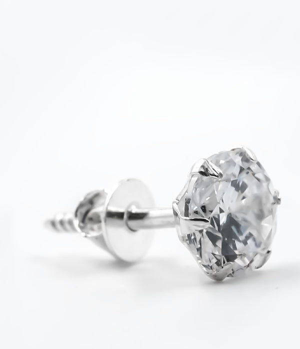 925 Silver Round Solitaire Stud