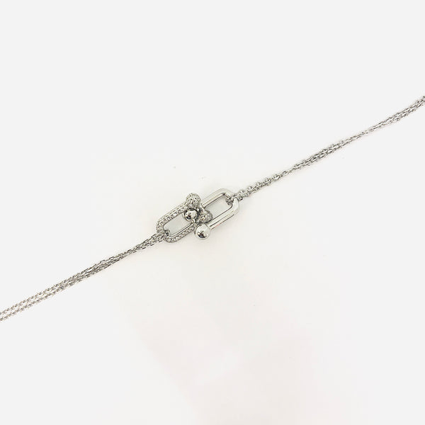 Silver Dual-Link Zirconia Bracelet – Modern Strength & Sparkle
