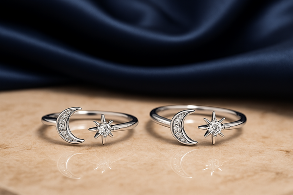 Silver Moon & Star Toe Rings – Celestial Charm