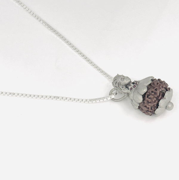Adiyogi Rudraksha Pendant with Silver Chain – 925 Sterling Silver