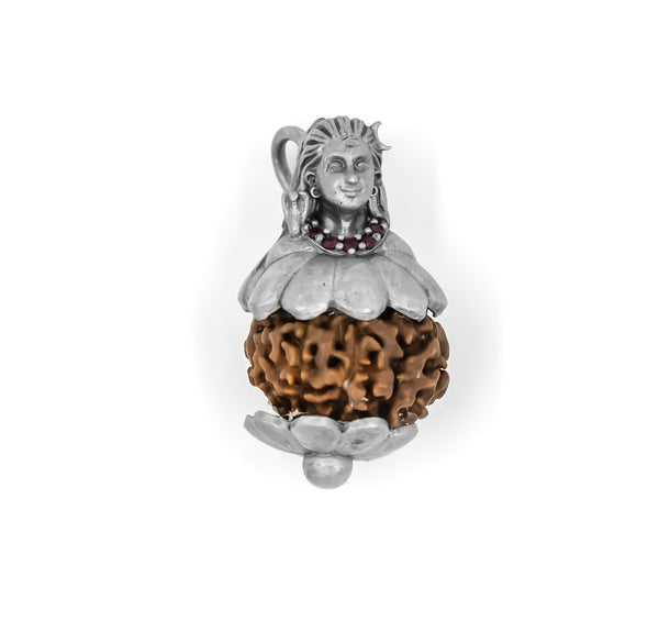Adiyogi Rudraksha Pendant with Silver Chain – 925 Sterling Silver