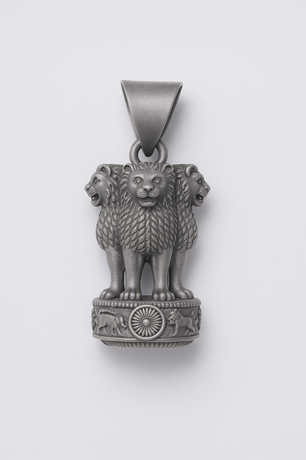 925 Sterling Silver Ashoka Pillar Pendant, Matte Oxidized Finish