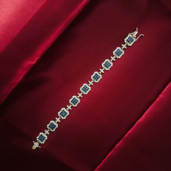 Silver Sapphire-Blue Zirconia Bracelet – Regal Sparkle
